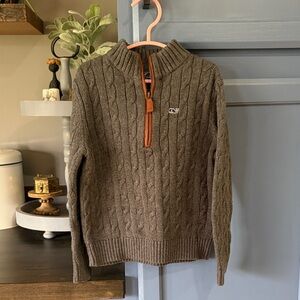 Vineyard Vines Brown Zip-Up Cable Knit Sweater